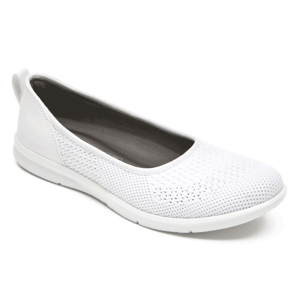 Slip-Ons Rockport Mujer Mexico - Ayva Washable Knit Ballet Blancos - BLKMP1859